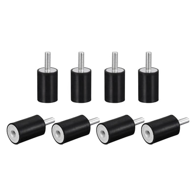 Harfington Uxcell 8 Stück Gummi Halterungen M6 Stecker / Buchse Schwingungsisolator Stoßdämpfer für Garage Motor Luftkompressor Auto Boot Bobbins D20mmxH30mm