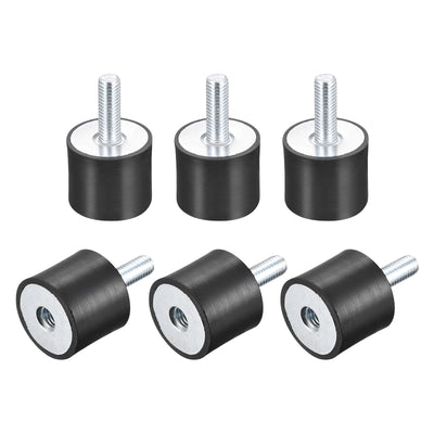 uxcell Uxcell Rubber Mount 6pcs M8 Male/Female Vibration Isolator Shock Absorber, D30mmxH25mm