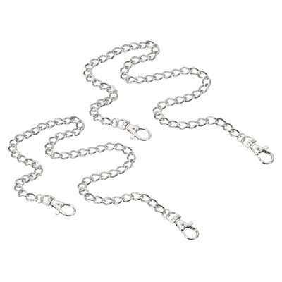 Harfington Mini Purse Chain with Lobster Clasps 20 Inch, 2 Pack Nickel Plated Metal Strap for Shoulder Crossbody Wallet Handbag, Silver