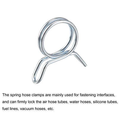 Harfington Double Wire Spring Hose Clamp, 65Mn Steel Inner Dia Fit  Hose Fuel Line Silicone Tube Spring Clips