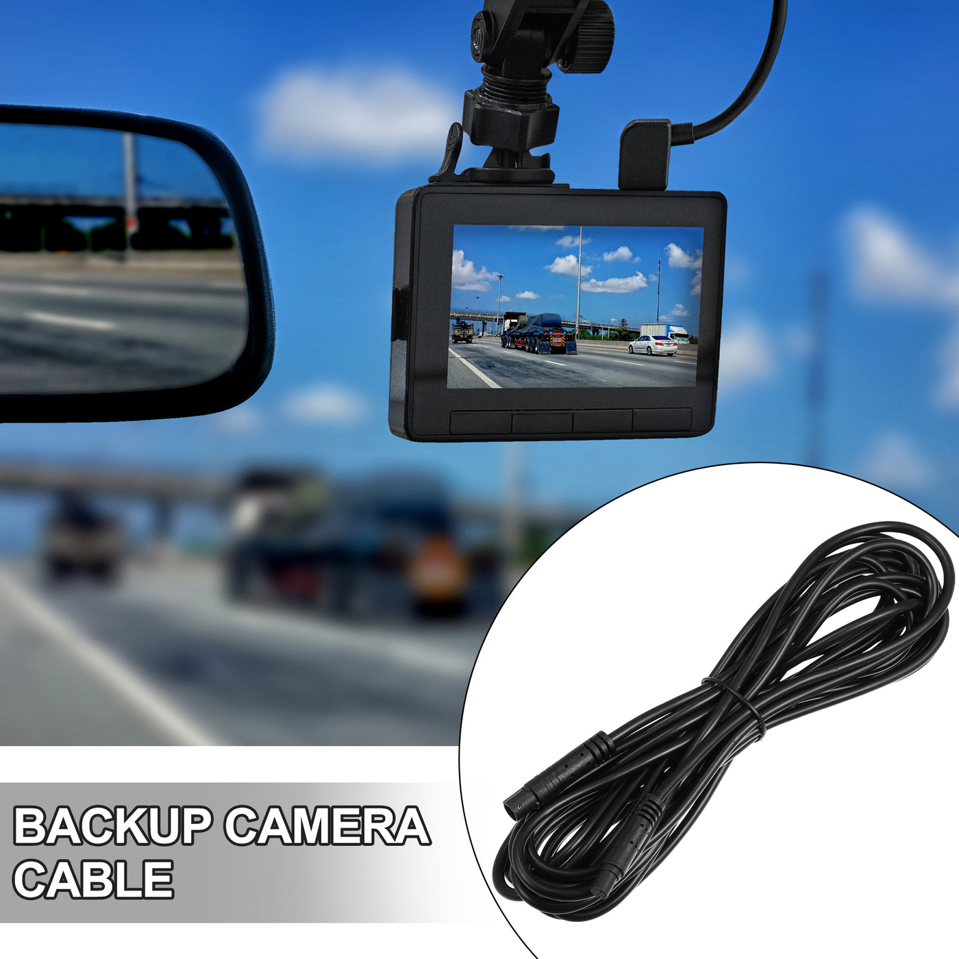 X AUTOHAUX 6 Pin 16.40ft 500cm Backup Camera Extension Cable Dash Camera Cord Wires Car Rear View Camera