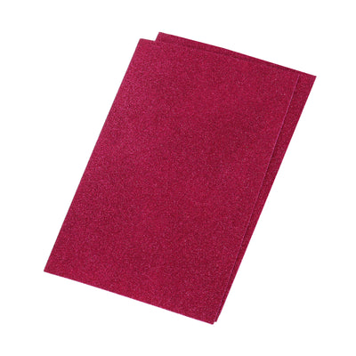 Harfington Glitter EVA Foam Sheets Soft Paper Self-Adhesive 11.8 x 7.8 Inch Rose Red 2 Pcs