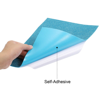 Harfington Glitter EVA Foam Sheets Soft Paper Self-Adhesive 11.8 x 7.8 Inch Lake Blue 6 Pcs