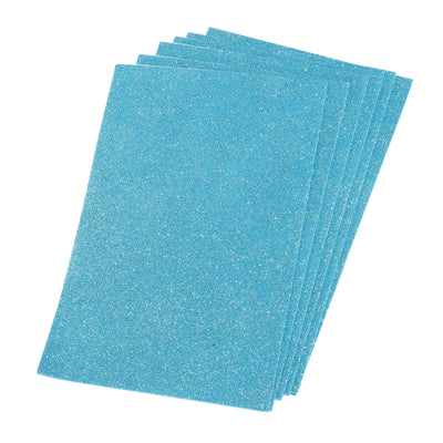 Harfington Glitter EVA Foam Sheets Soft Paper Self-Adhesive 11.8 x 7.8 Inch Lake Blue 6 Pcs