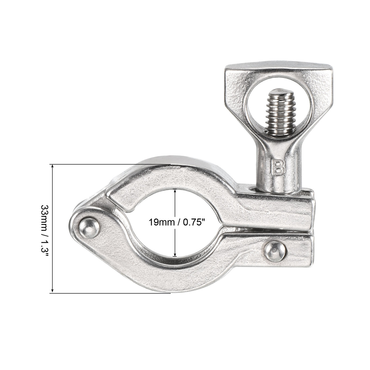 Harfington 0.75" Vacuum Clamp, 1 Pack 201Stainless Steel Hose Clamp with Nut, Silver