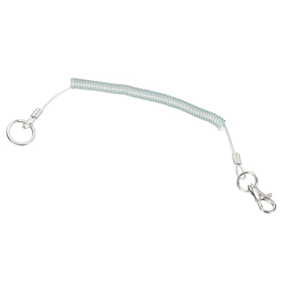 Harfington Retractable Coil Spring Keychain with Keyring Lobster Clasp 6", Plastic Spiral Stretchy Cord Strap Snap Hook, Clear
