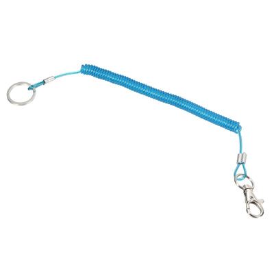 Harfington Retractable Coil Spring Keychain with Keyring Lobster Clasp 6", Plastic Spiral Stretchy Cord Strap Snap Hook, Blue