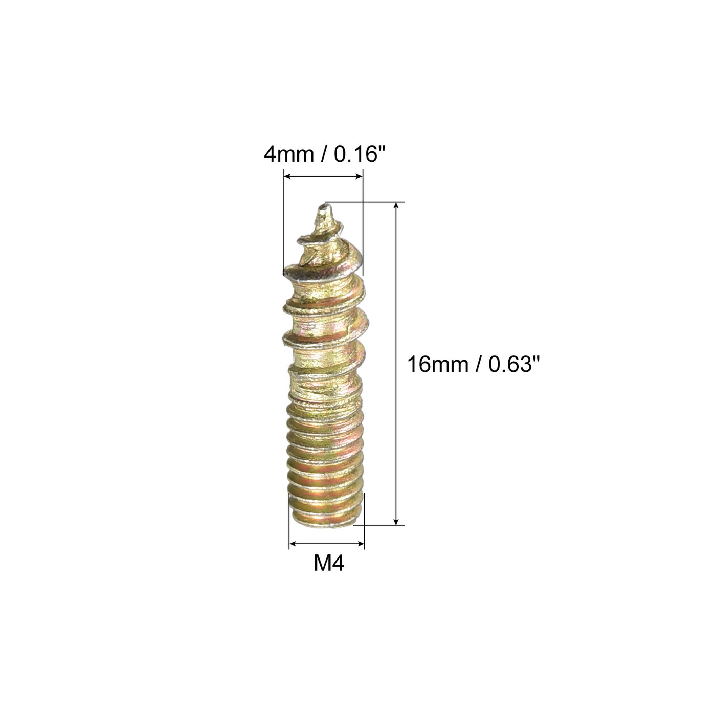 uxcell Uxcell 24 Stück M4 x 16 mm Stockschrauben doppelseitige Gewindestiftschrauben zum Verbinden von Holzmöbeln