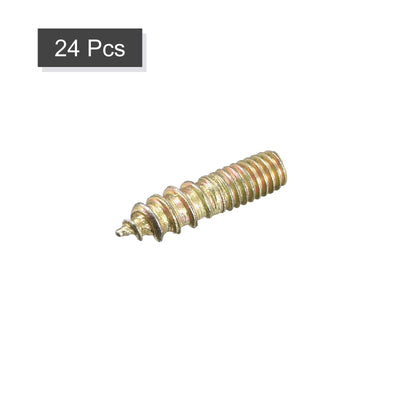 Harfington Uxcell 24 Stück M4 x 16 mm Stockschrauben doppelseitige Gewindestiftschrauben zum Verbinden von Holzmöbeln