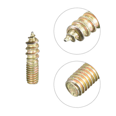 Harfington Uxcell 24 Stück M4 x 16 mm Stockschrauben doppelseitige Gewindestiftschrauben zum Verbinden von Holzmöbeln