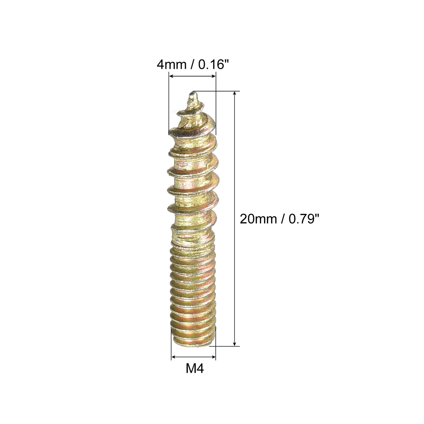 uxcell Uxcell M4x20mm Hanger Bolts, 24pcs Double Ended Thread Dowel Screws