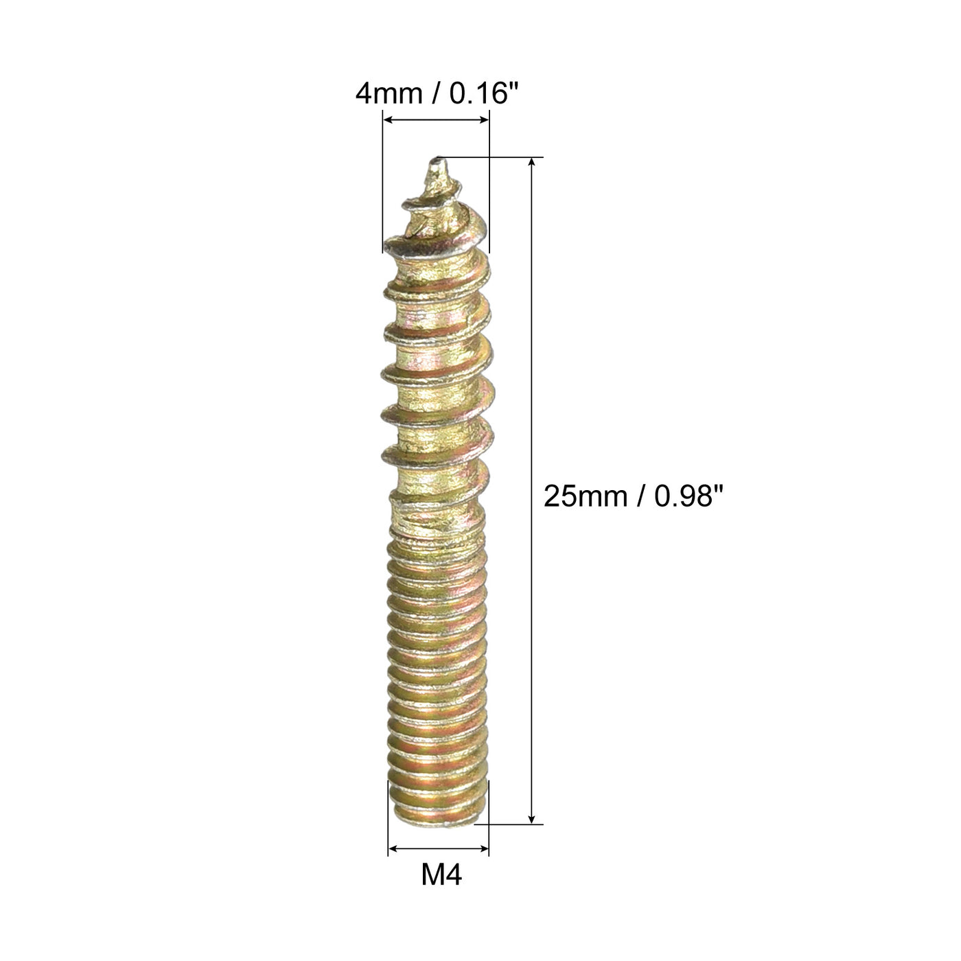 uxcell Uxcell M4x25mm Hanger Bolts, 24pcs Double Ended Thread Dowel Screws