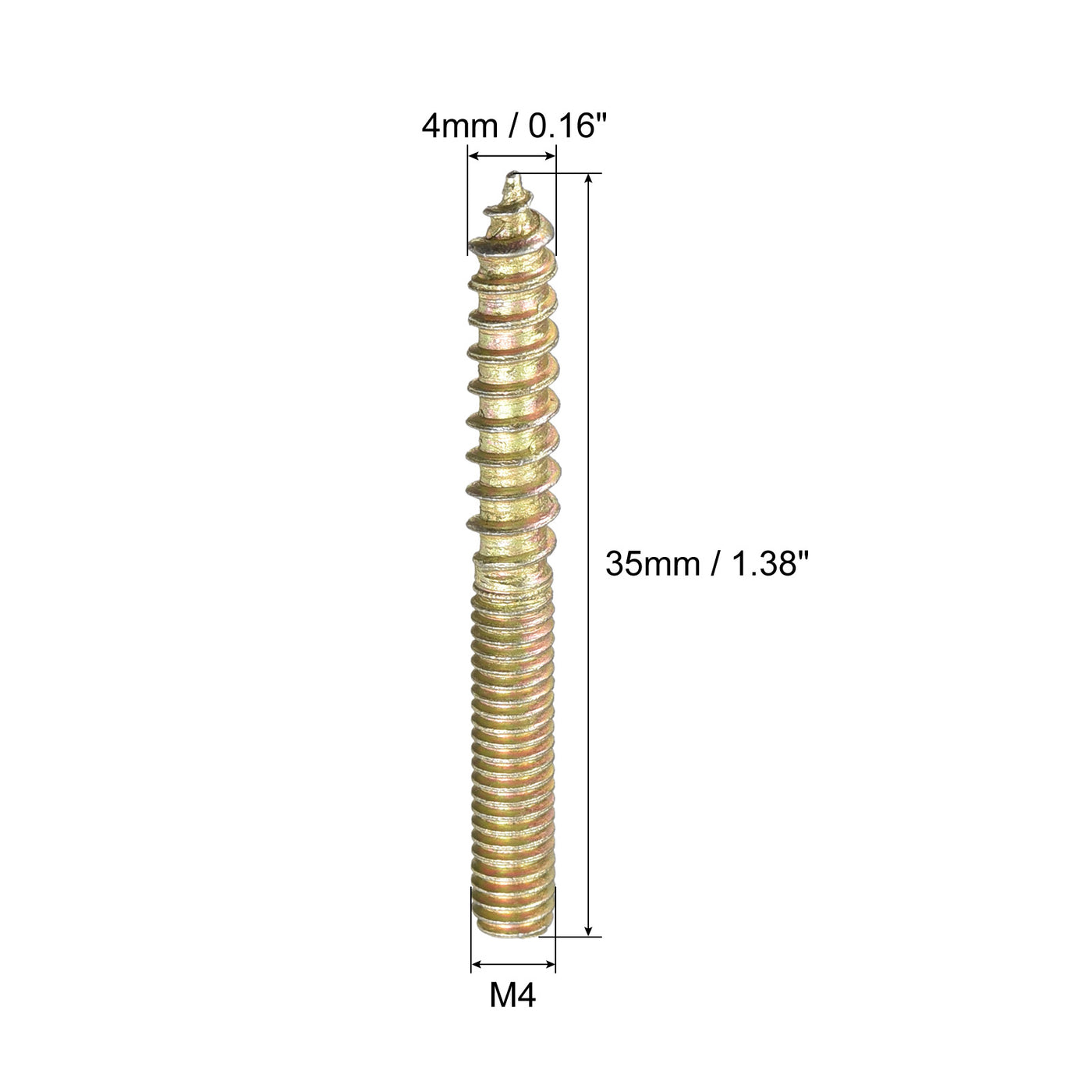 uxcell Uxcell M4x35mm Hanger Bolts, 120pcs Double Ended Thread Dowel Screws