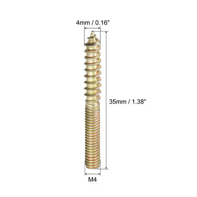 Harfington Uxcell M4x35mm Hanger Bolts, 120pcs Double Ended Thread Dowel Screws