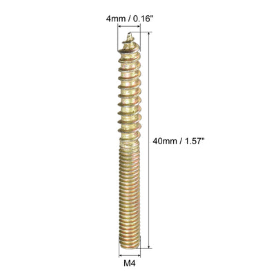 Harfington Uxcell M4x40mm Hanger Bolts, 30pcs Double Ended Thread Dowel Screws