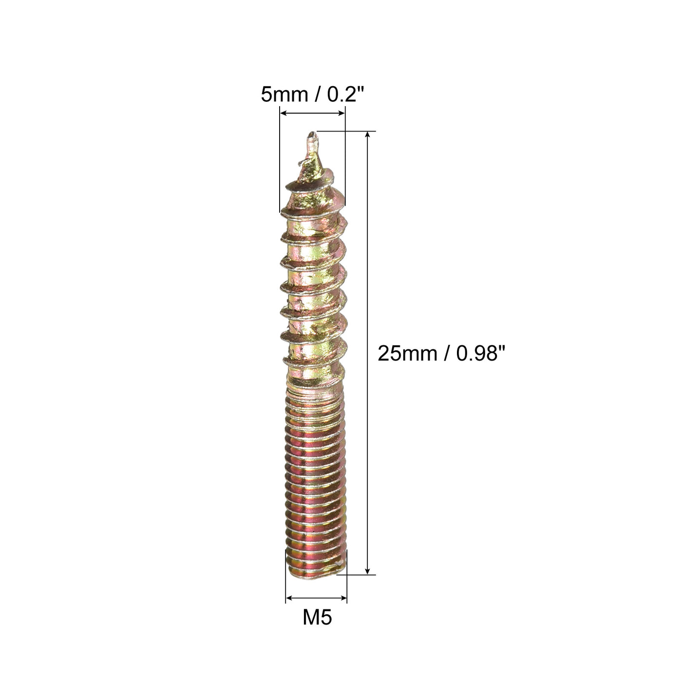 uxcell Uxcell M5x25mm Hanger Bolts, 120pcs Double Ended Thread Dowel Screws