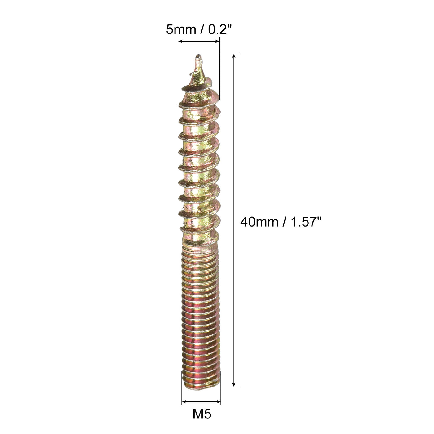 uxcell Uxcell M5x40mm Hanger Bolts, 24pcs Double Ended Thread Dowel Screws