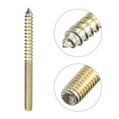 Harfington Uxcell 24 Stück M6 x 80 mm Stockschrauben doppelseitige Gewindestiftschrauben zum Verbinden von Holzmöbeln