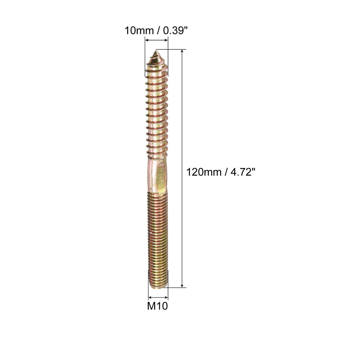 uxcell Uxcell M10x120mm Hanger Bolts, 24pcs Double Head Thread Dowel Screws