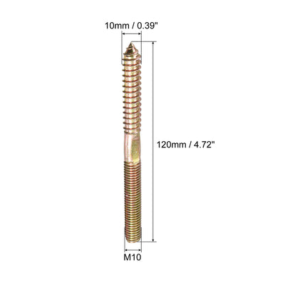 Harfington Uxcell M10x120mm Hanger Bolts, 24pcs Double Head Thread Dowel Screws