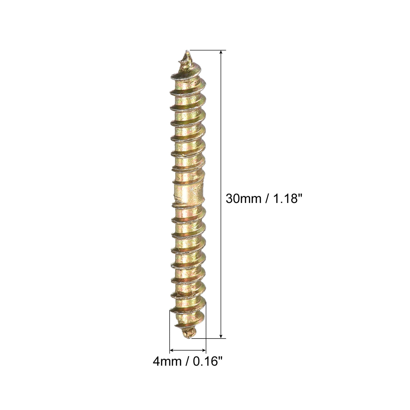 uxcell Uxcell 4x30mm Hanger Bolts, 24pcs Double Ended Thread Wood to Wood Dowel Screws