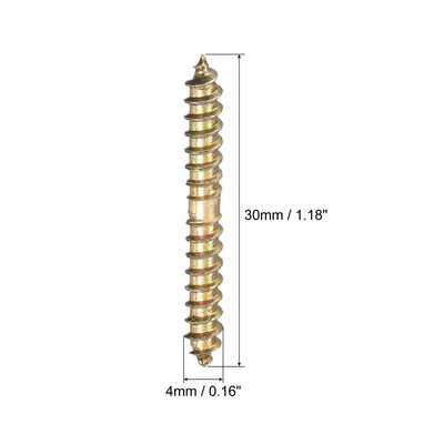 Harfington Uxcell 4x30mm Hanger Bolts, 24pcs Double Ended Thread Wood to Wood Dowel Screws