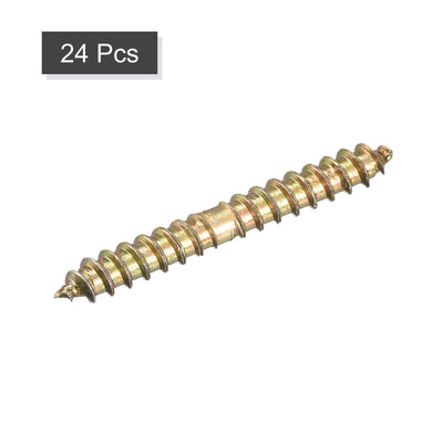 Harfington Uxcell 4x30mm Hanger Bolts, 24pcs Double Ended Thread Wood to Wood Dowel Screws