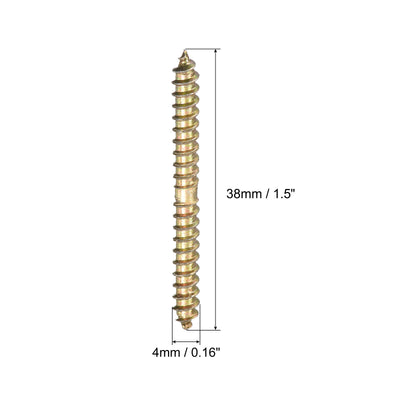 Harfington Uxcell 4x38mm Hanger Bolts, 80pcs Double Ended Thread Wood to Wood Dowel Screws