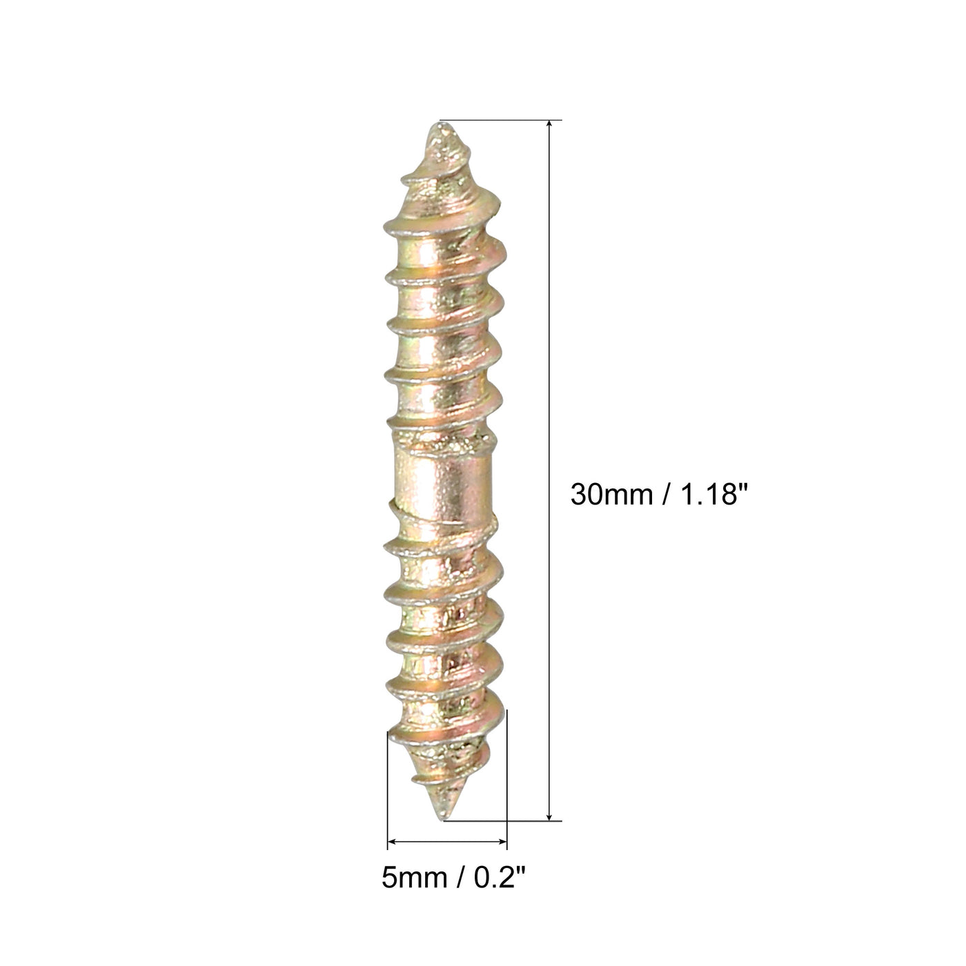 uxcell Uxcell 5x30mm Hanger Bolts, 80pcs Double Ended Thread Wood to Wood Dowel Screws