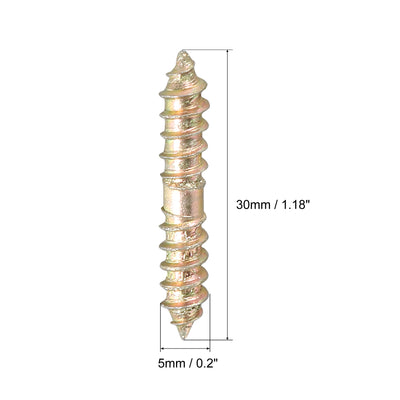 Harfington Uxcell 5x30mm Hanger Bolts, 80pcs Double Ended Thread Wood to Wood Dowel Screws