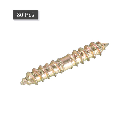 Harfington Uxcell 5x30mm Hanger Bolts, 80pcs Double Ended Thread Wood to Wood Dowel Screws