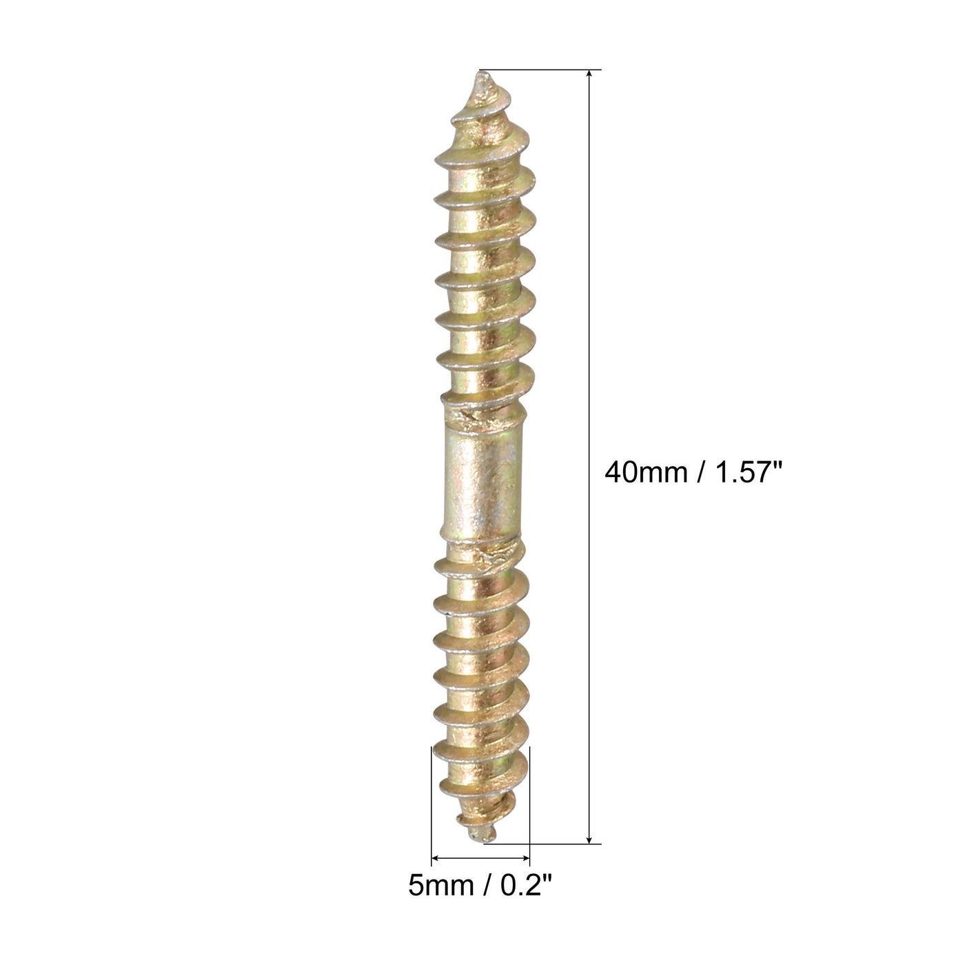 uxcell Uxcell 5x40mm Hanger Bolts, 80pcs Double Ended Thread Wood to Wood Dowel Screws