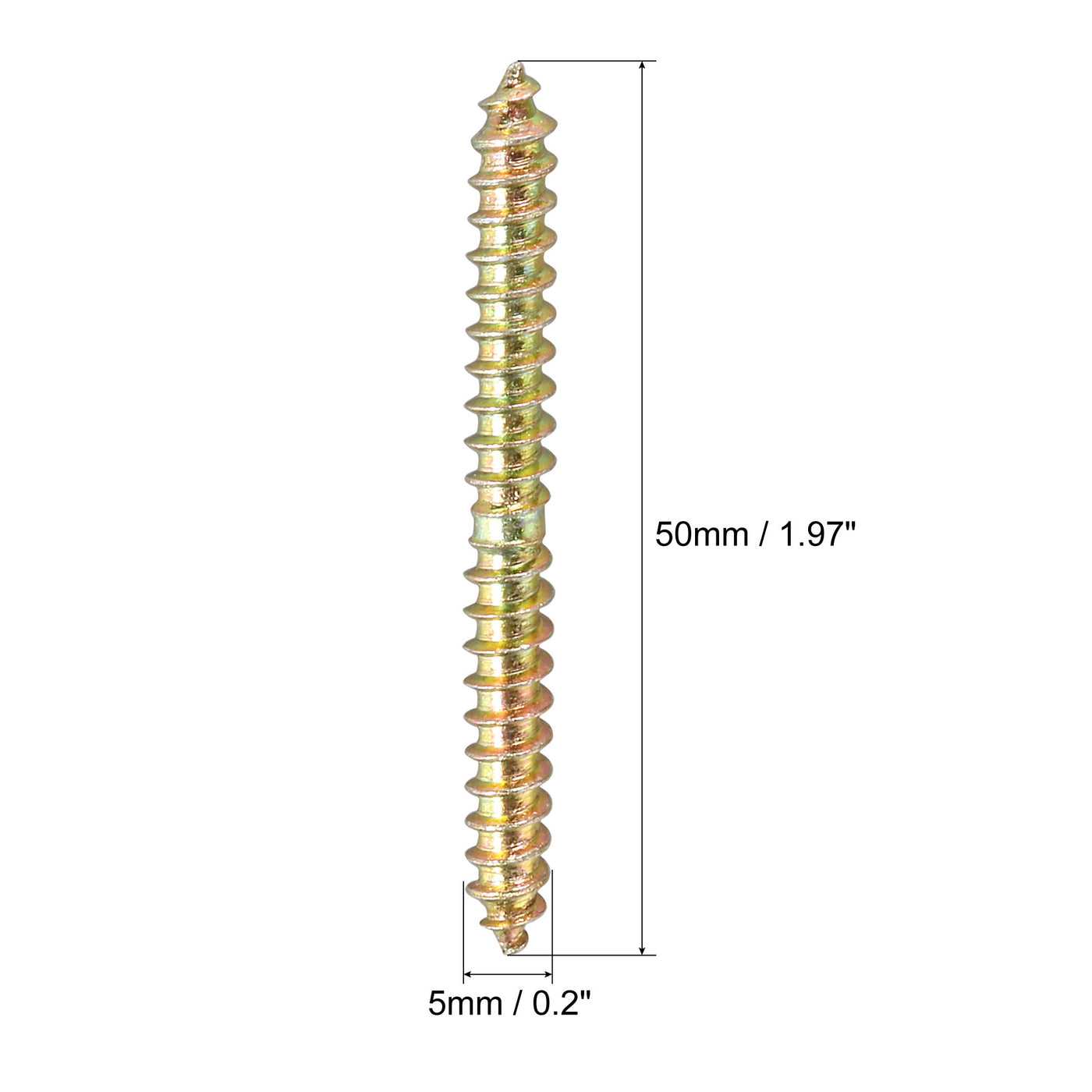 uxcell Uxcell 5x50mm Hanger Bolts, 24pcs Double Ended Thread Wood to Wood Dowel Screws