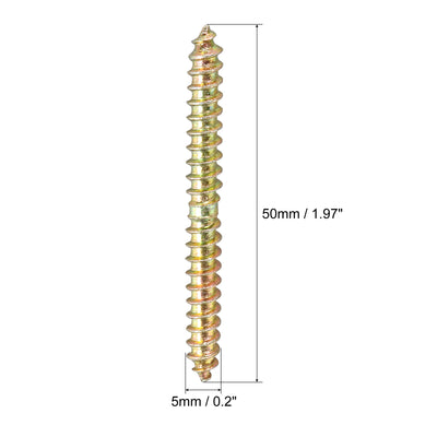 Harfington Uxcell 5x50mm Hanger Bolts, 24pcs Double Ended Thread Wood to Wood Dowel Screws