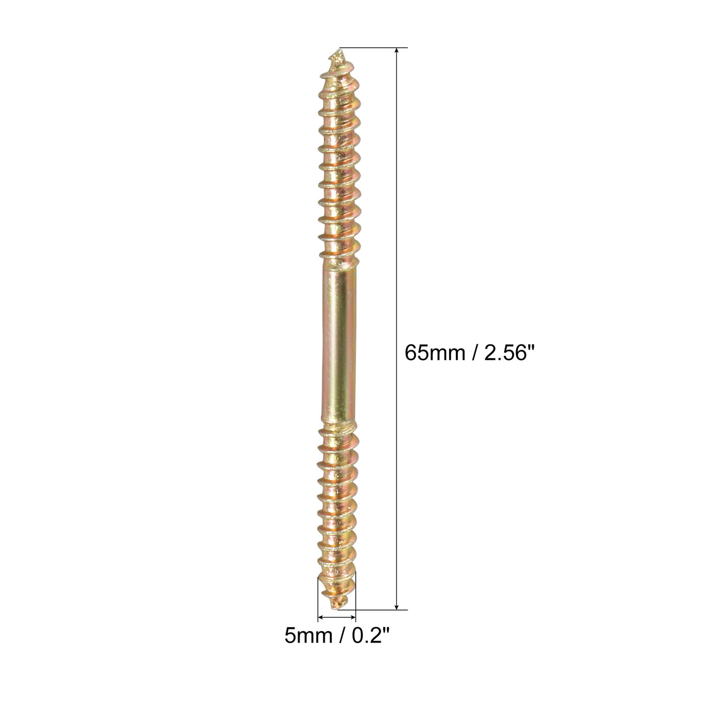 uxcell Uxcell 5x65mm Hanger Bolts, 12pcs Double Ended Thread Wood to Wood Dowel Screws