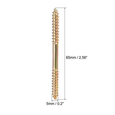 Harfington Uxcell 5x65mm Hanger Bolts, 12pcs Double Ended Thread Wood to Wood Dowel Screws