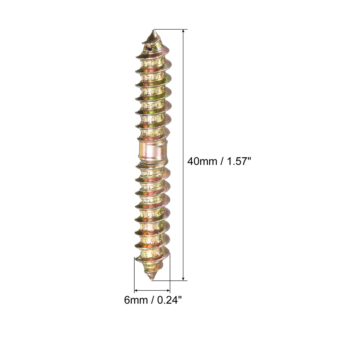 uxcell Uxcell 6x40mm Hanger Bolts, 24pcs Double Ended Thread Wood to Wood Dowel Screws