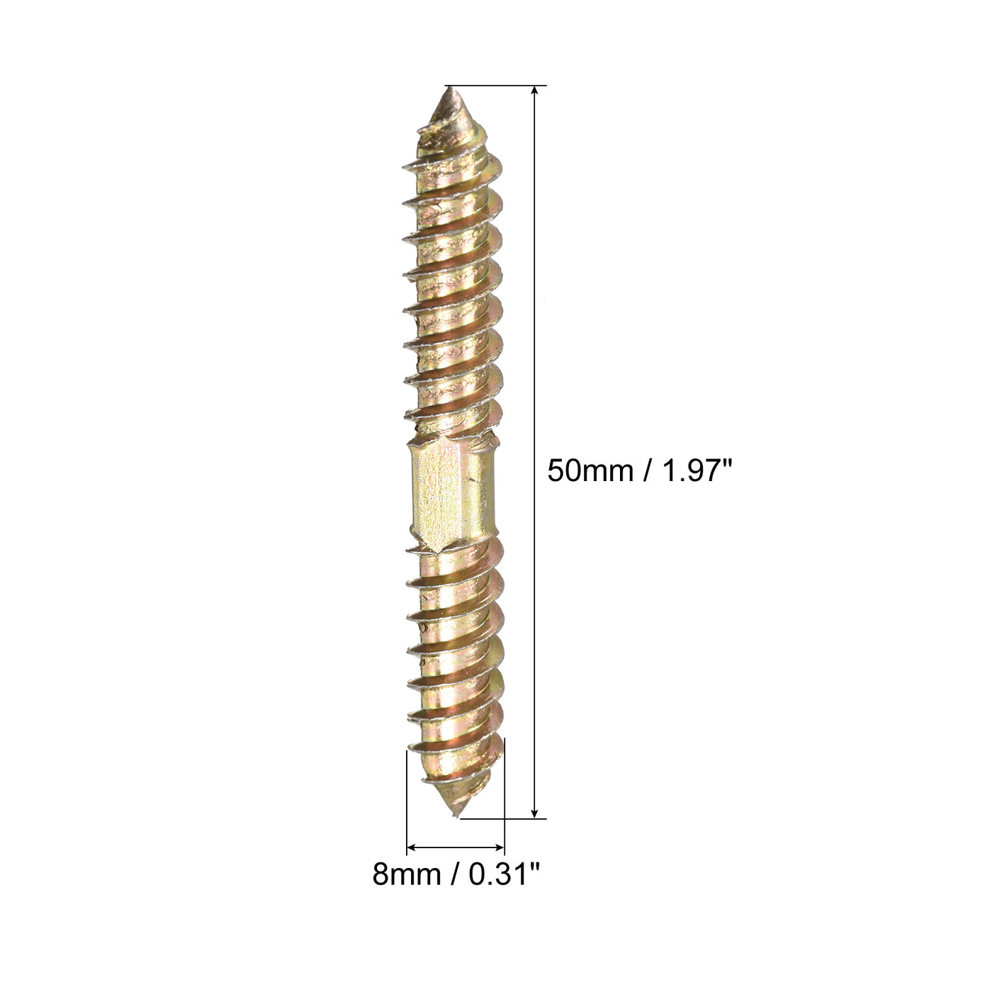 uxcell Uxcell 8x50mm Hanger Bolts, 80pcs Double Ended Thread Wood to Wood Dowel Screws