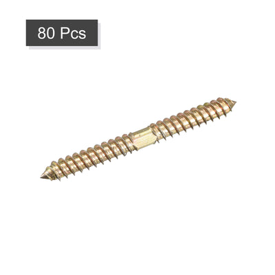 Harfington Uxcell 8x80mm Hanger Bolts, 80pcs Double Ended Thread Wood to Wood Dowel Screws