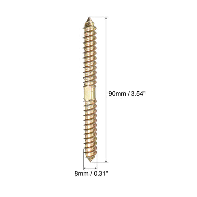 Harfington Uxcell 8x90mm Hanger Bolts, 24pcs Double Ended Thread Wood to Wood Dowel Screws