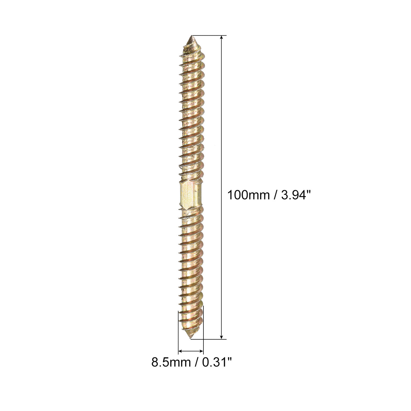 uxcell Uxcell 8x100mm Hanger Bolts, 24pcs Double Ended Thread Wood to Wood Dowel Screws