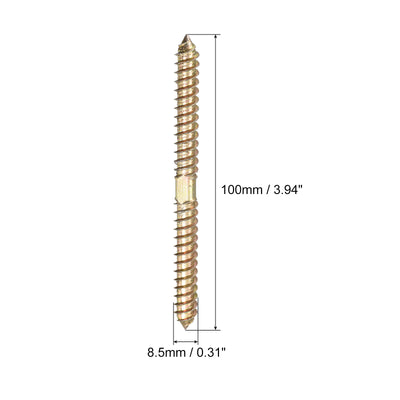 Harfington Uxcell 8x100mm Hanger Bolts, 24pcs Double Ended Thread Wood to Wood Dowel Screws