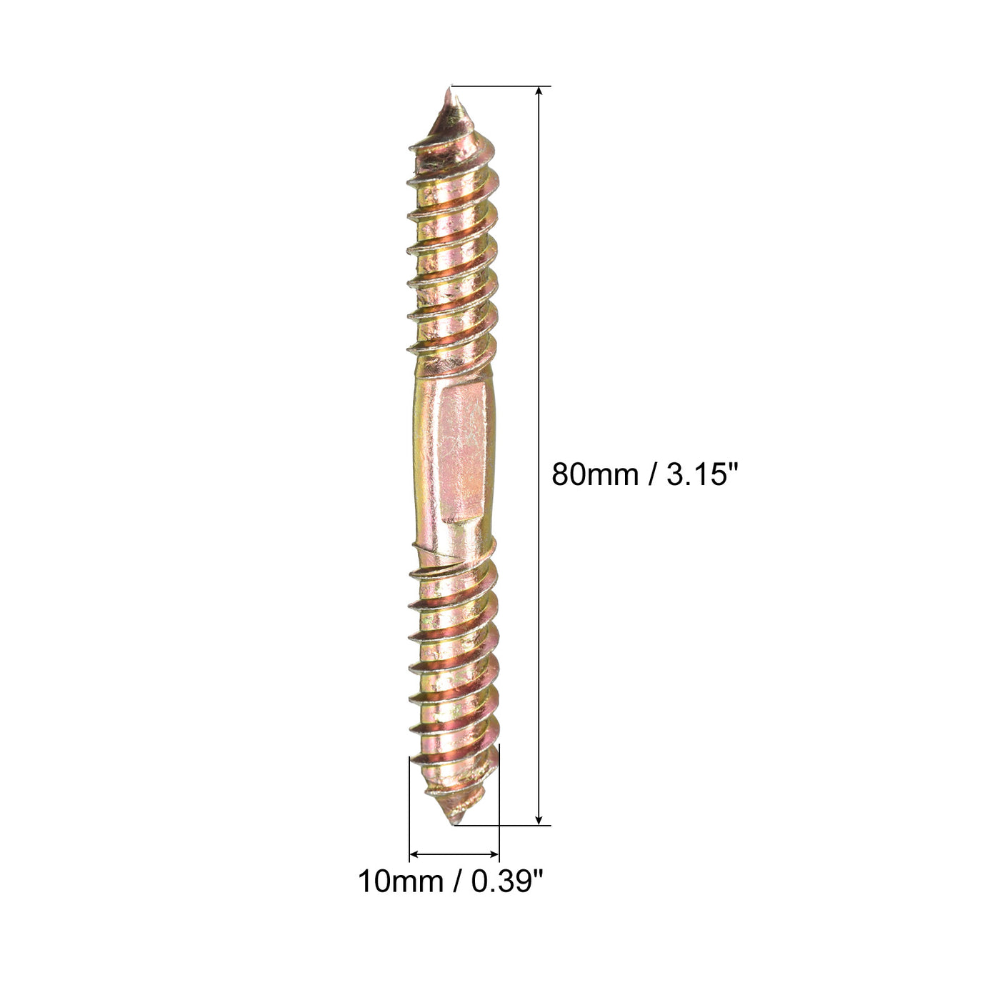 uxcell Uxcell 10x80mm Hanger Bolts, 12pcs Double Ended Thread Wood to Wood Dowel Screws