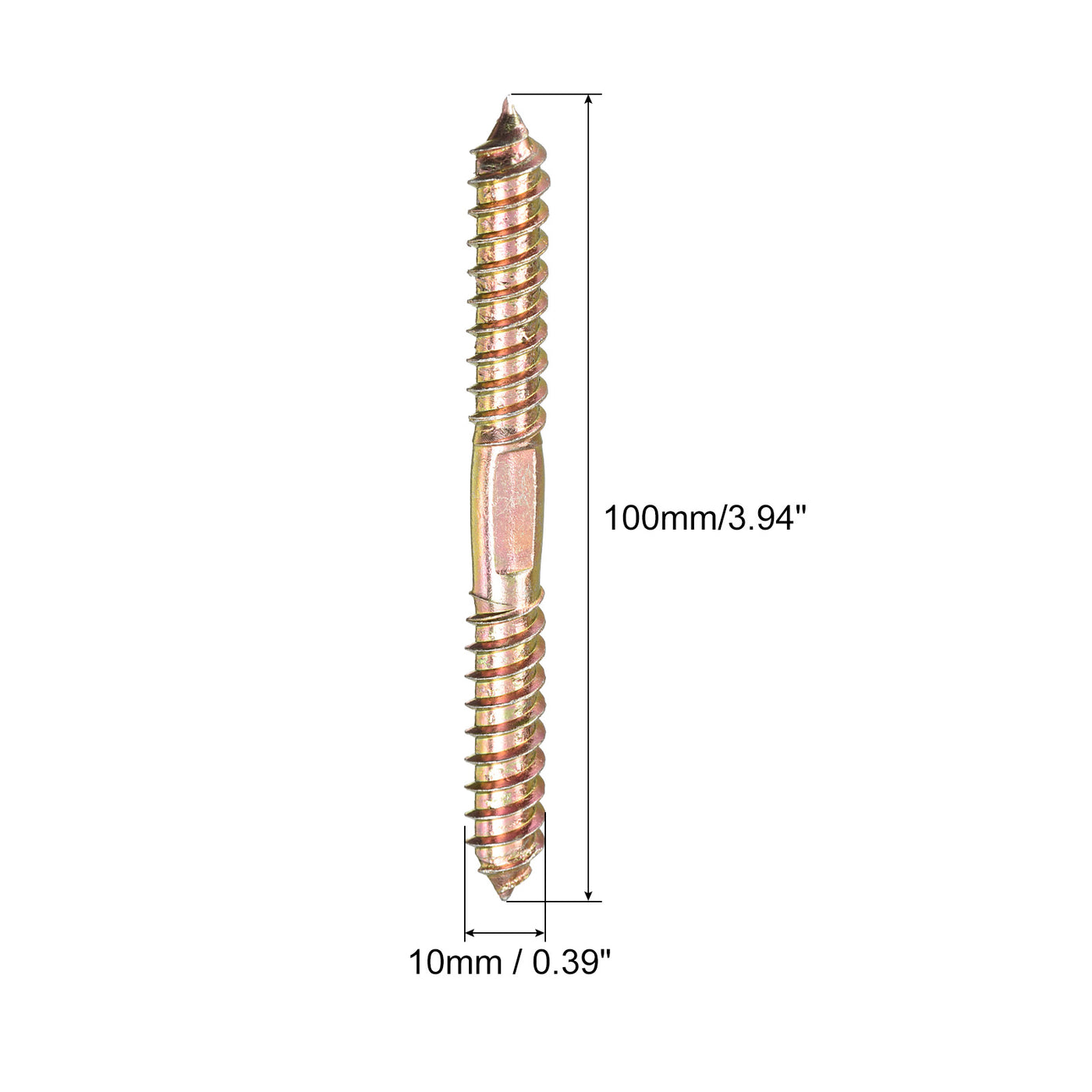 uxcell Uxcell 10x100mm Hanger Bolts, 12pcs Double Ended Thread Wood to Wood Dowel Screws