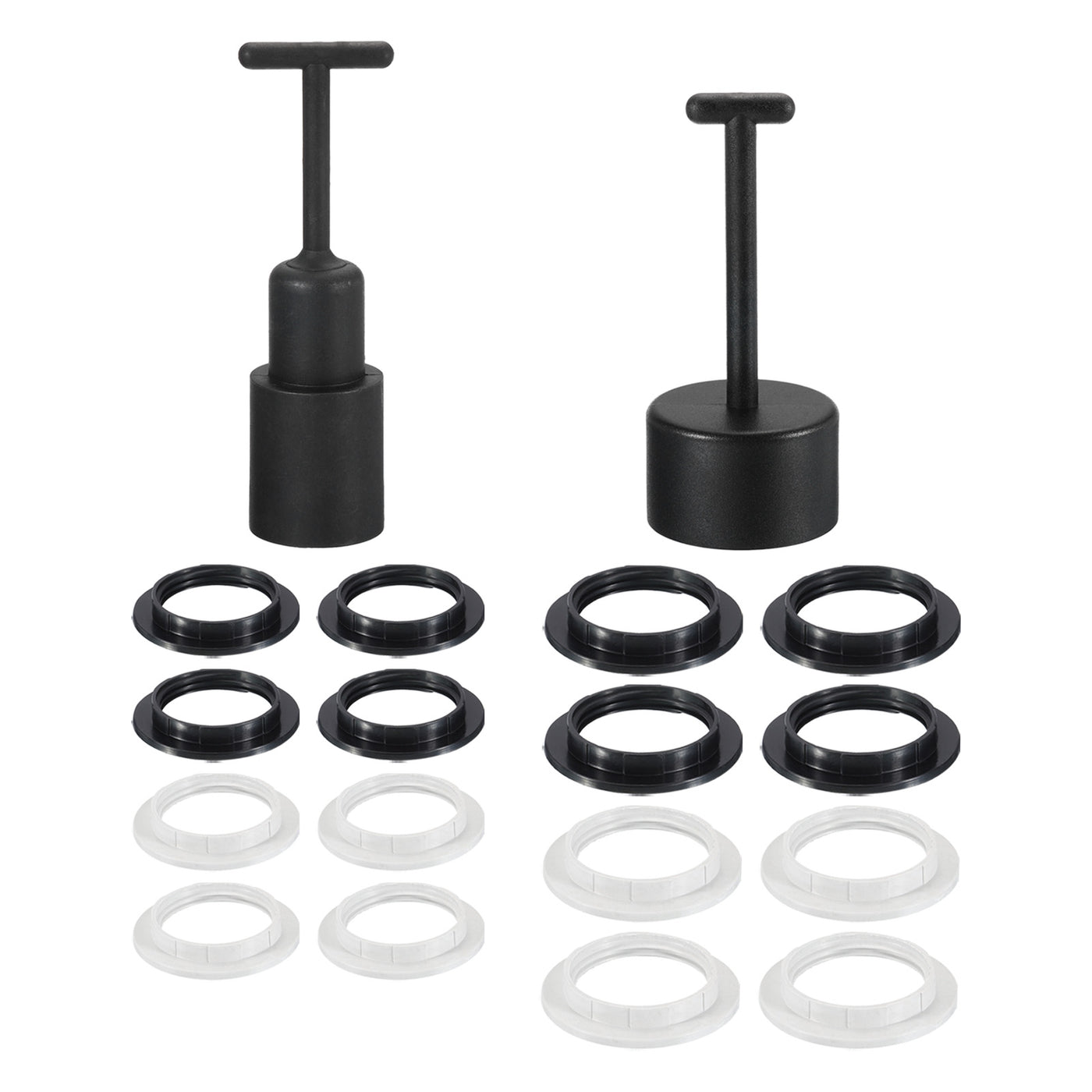 Harfington E14/E27 Light Socket Rings Metal Lamp Shade Holder Ring Replacement with Removal Tool Black White 1 Set