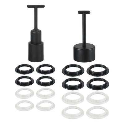 Harfington E14/E27 Light Socket Rings Metal Lamp Shade Holder Ring Replacement with Removal Tool Black White 1 Set