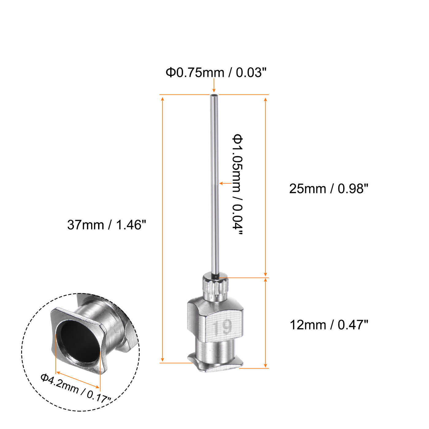 Harfington 10pcs 19G Stainless Steel Dispensing Needles, 1" Glue Needle Tube Blunt Tip