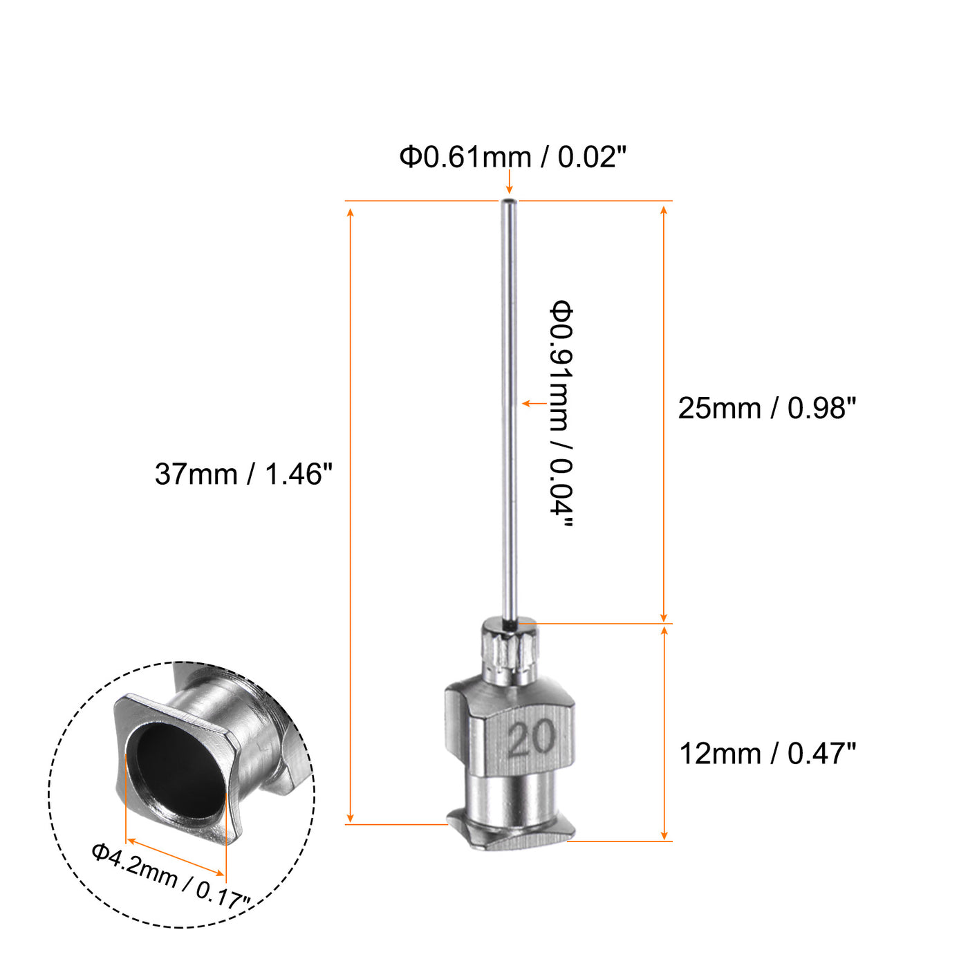 Harfington 10pcs 20G Stainless Steel Dispensing Needles, 1" Glue Needle Tube Blunt Tip