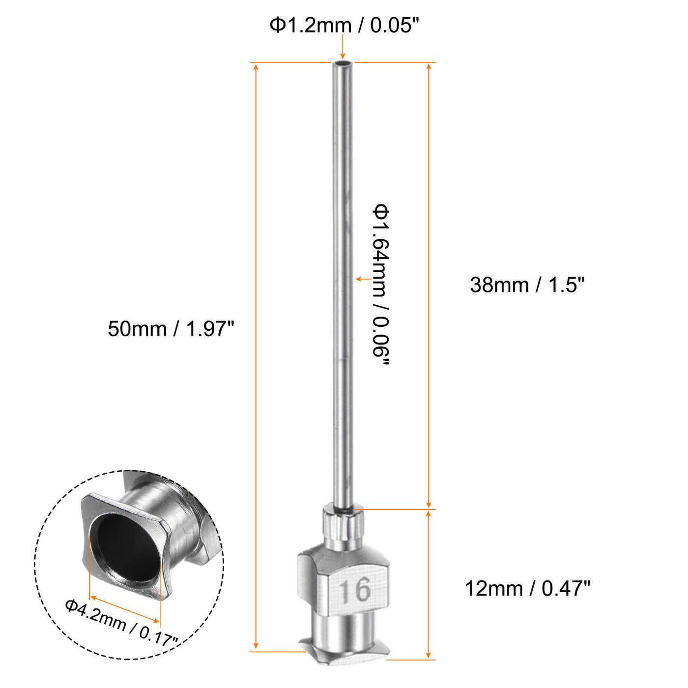 Harfington 10pcs 16G Stainless Steel Dispensing Needles, 1 1/2" Glue Needle Tube Blunt Tip