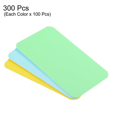 Harfington 3.5" x 2" Blank Paper Business Cards, 300 Pack Small Index Flash Cards Words Message Note Card Mini Tags for DIY Gift Scrapbooking, Yellow Blue Green